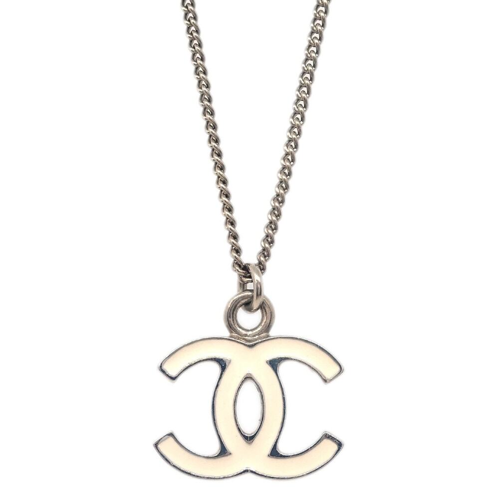 Chanel Silver Plated CC Logo Pendant Necklace Silver - Picture 2 of 3